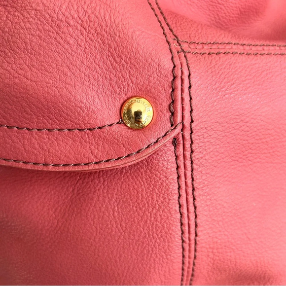 Burberry Blue Label Pink Leather Tote w/ Plaid Lining & Side Zippers - Picture 6 of 17